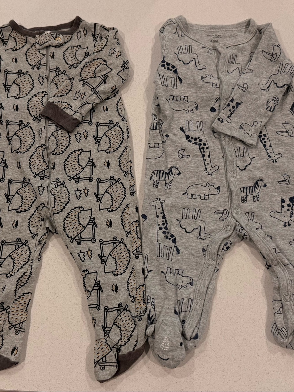 5 Infant Footed One-Piece Sleepers - Picture 2 of 2